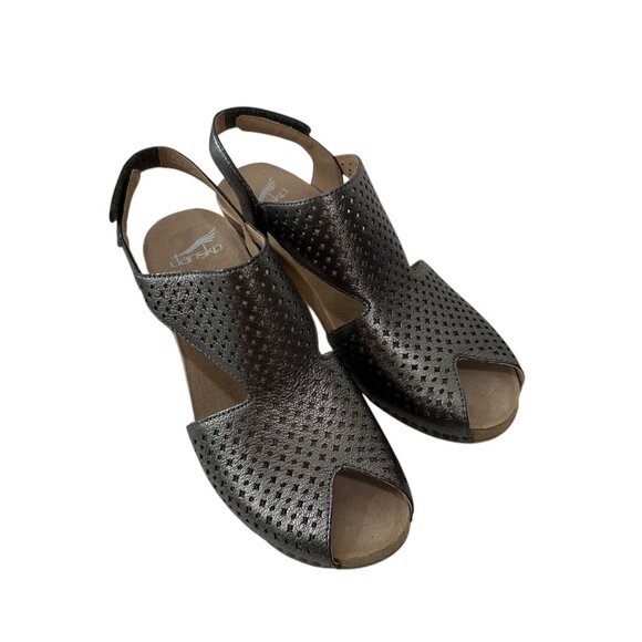 Dansko Teagan Womens Metallic Leather Perforated Open-Toe Sandals Size 37 US 7 - Picture 2 of 14